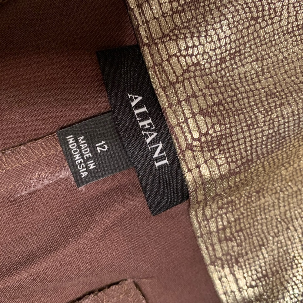 Alfani Gold Metallic Python Snakeskin Slim Pants - Picture 7 of 8